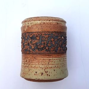 Signed Mid Century Modern Pottery Vase Terra Neutral